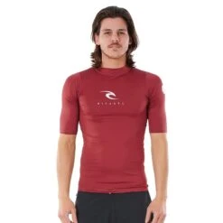 Top Manches Courtes Rip Curl Lycra Corpo S/SL - Maroon