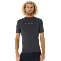 Top Manches Courtes Rip Curl Dawn Patrol Perf S/S UV Black Marled